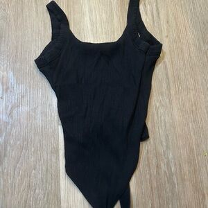 Good American Ribbed Black Bodysuit Size 1